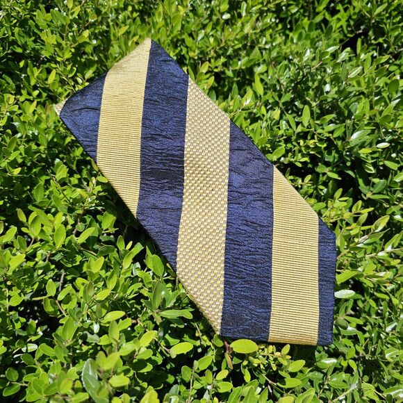 canali tie Mens Striped Blue/gold Business Formal Wedding, Italian Designer - Picture 1 of 2